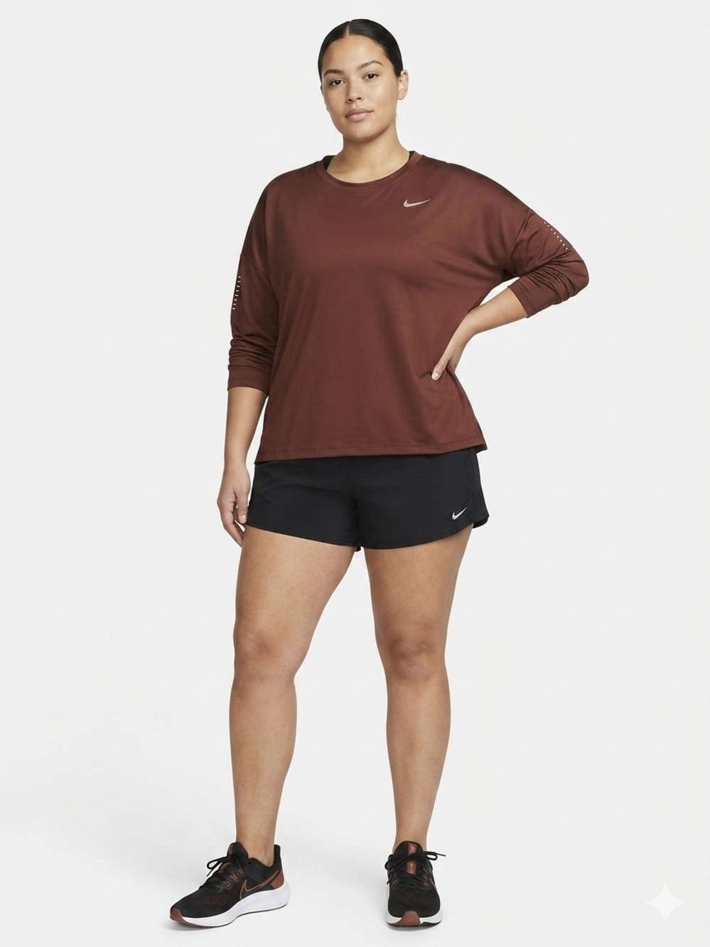 Nike Running Dri-FIT 2X Plus Size Top in Cedar/Burnt Rust